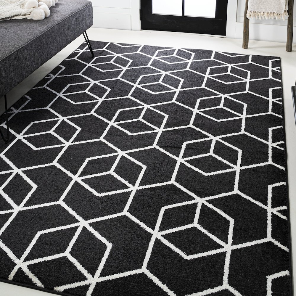 Tumbling Blocks Modern Geometric Area Rug. Picture 2