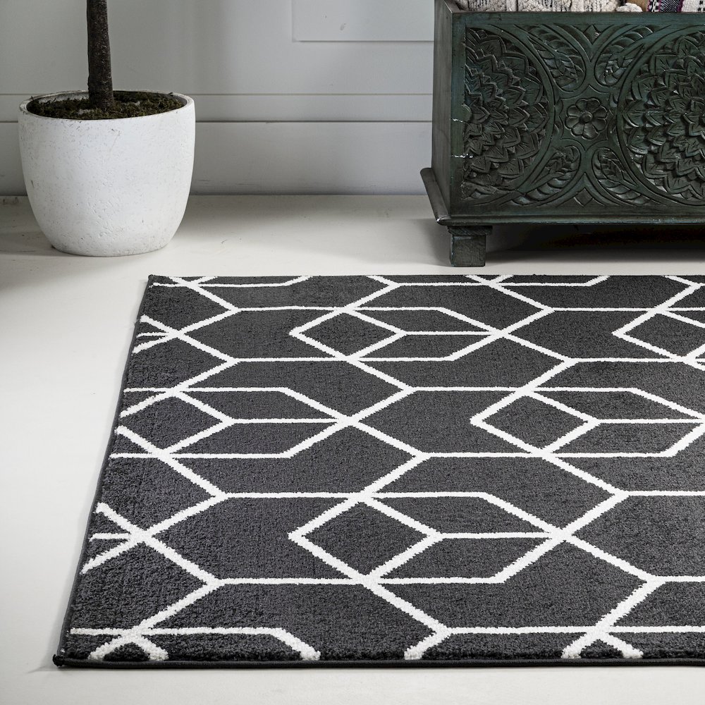 Tumbling Blocks Modern Geometric Area Rug. Picture 3