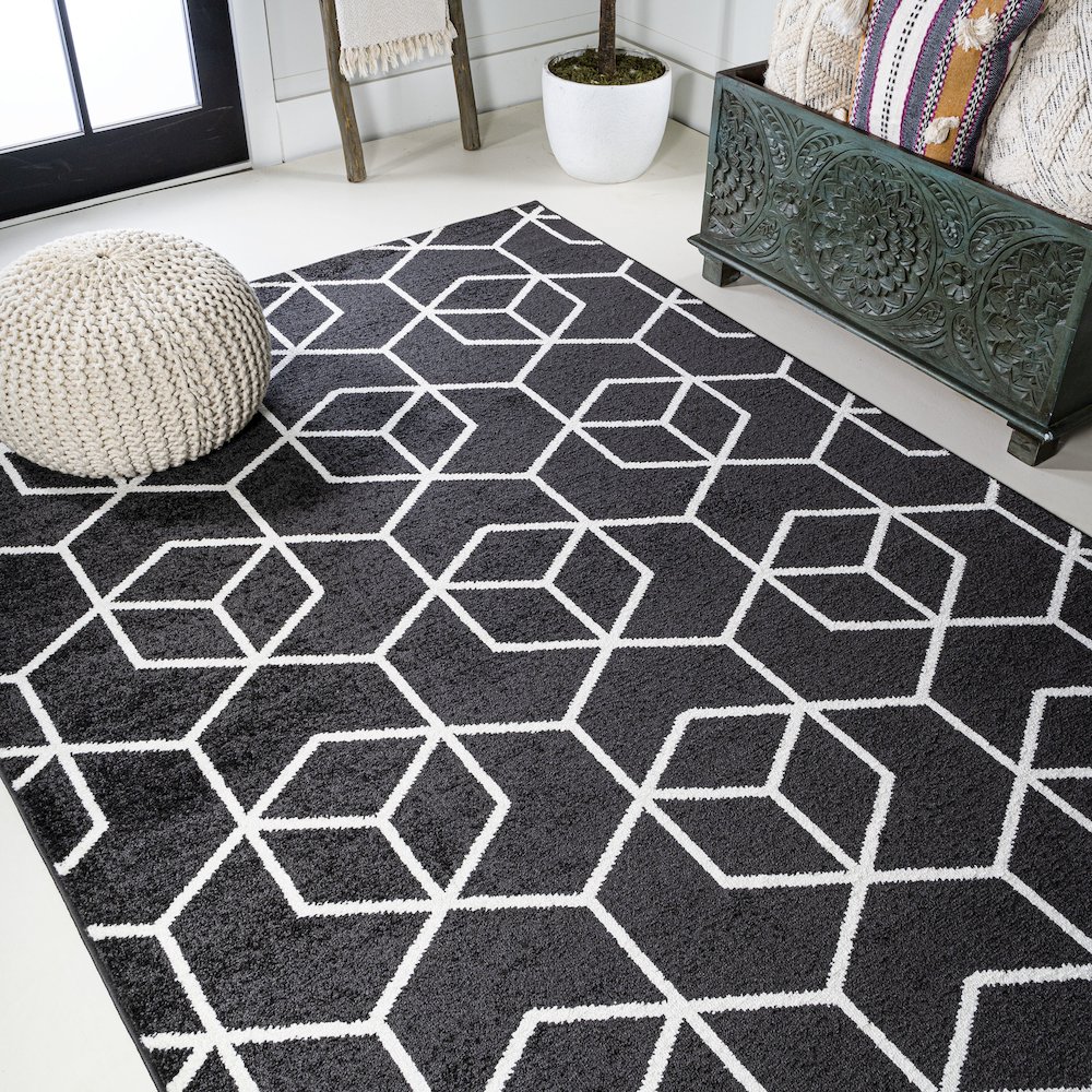 Tumbling Blocks Modern Geometric Area Rug. Picture 4