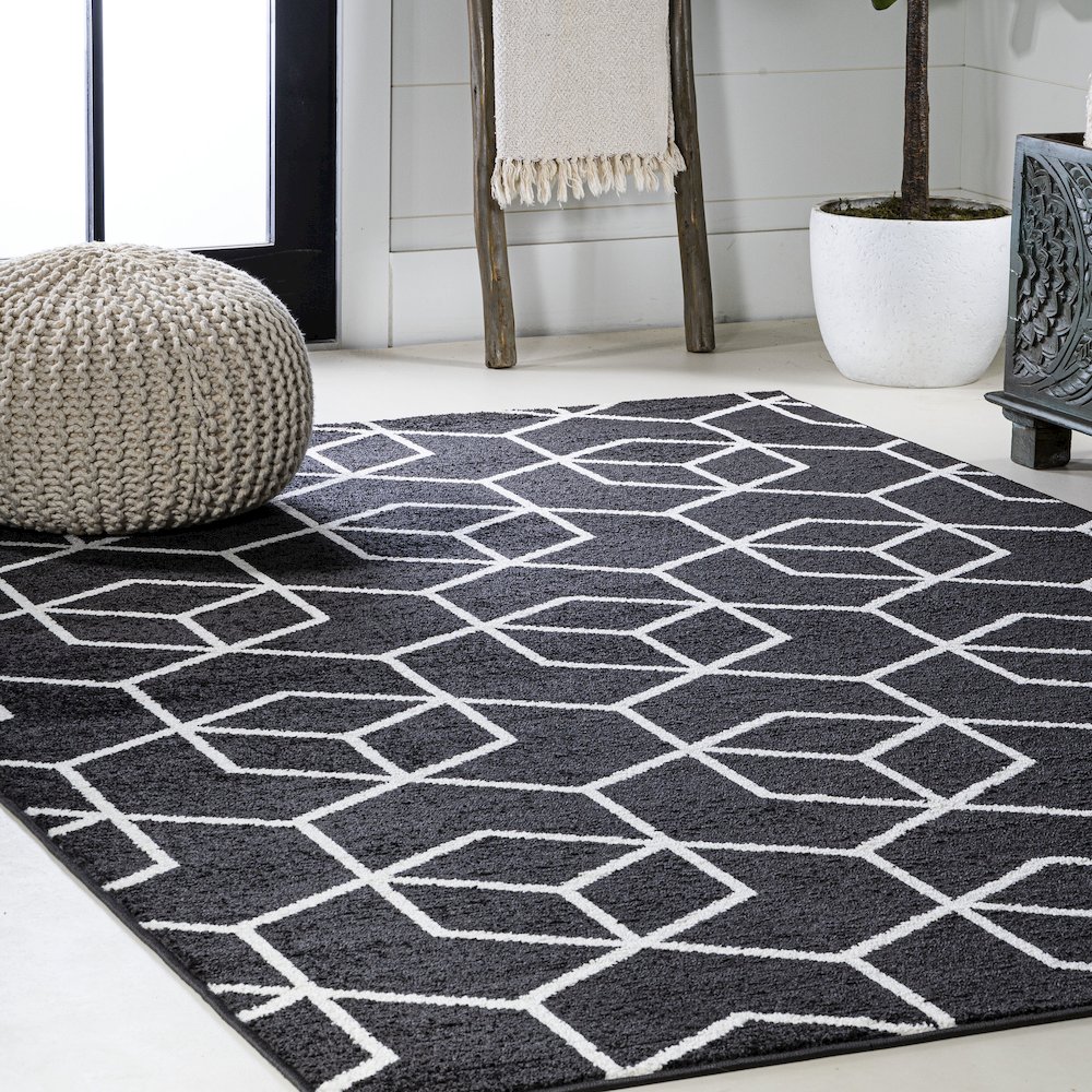 Tumbling Blocks Modern Geometric Area Rug. Picture 5