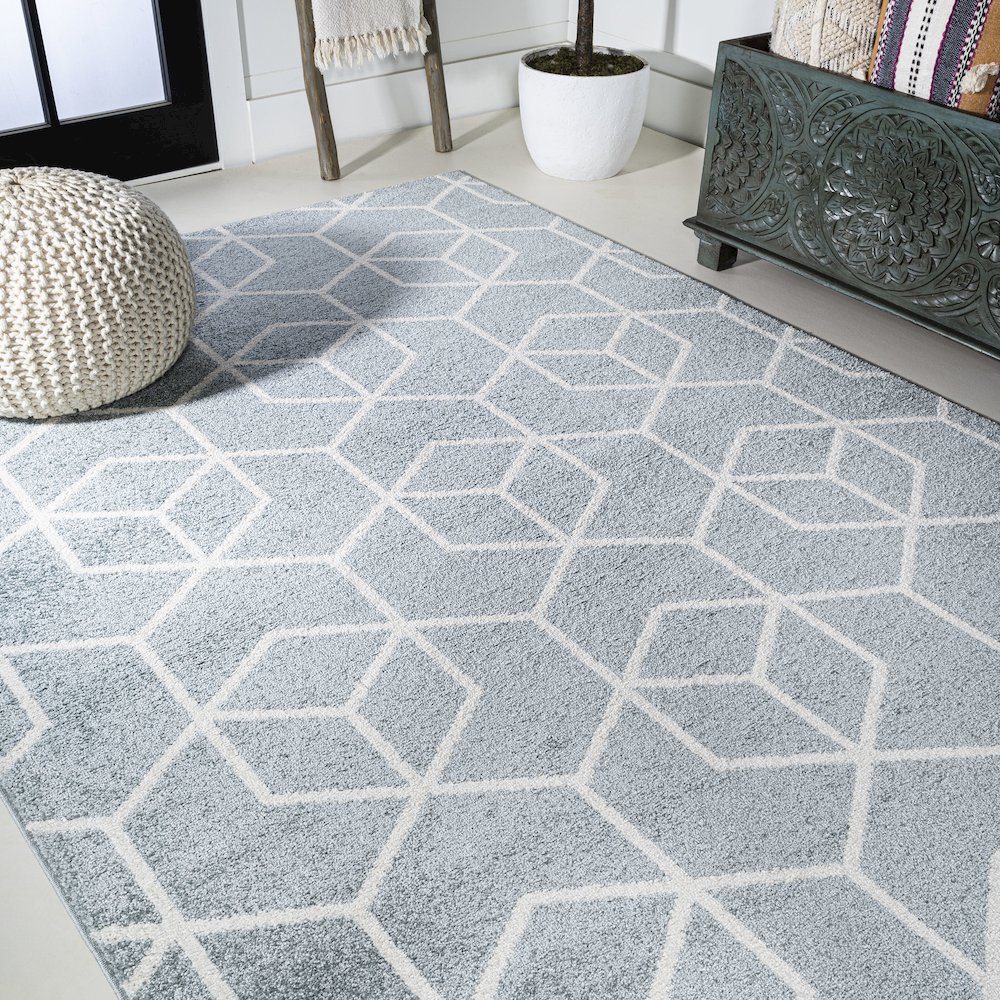 Tumbling Blocks Modern Geometric Area Rug. Picture 4
