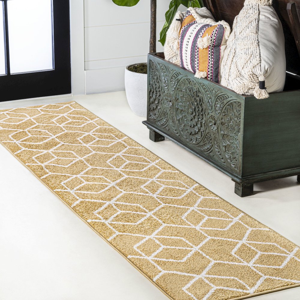 Tumbling Blocks Modern Geometric Area Rug. Picture 10