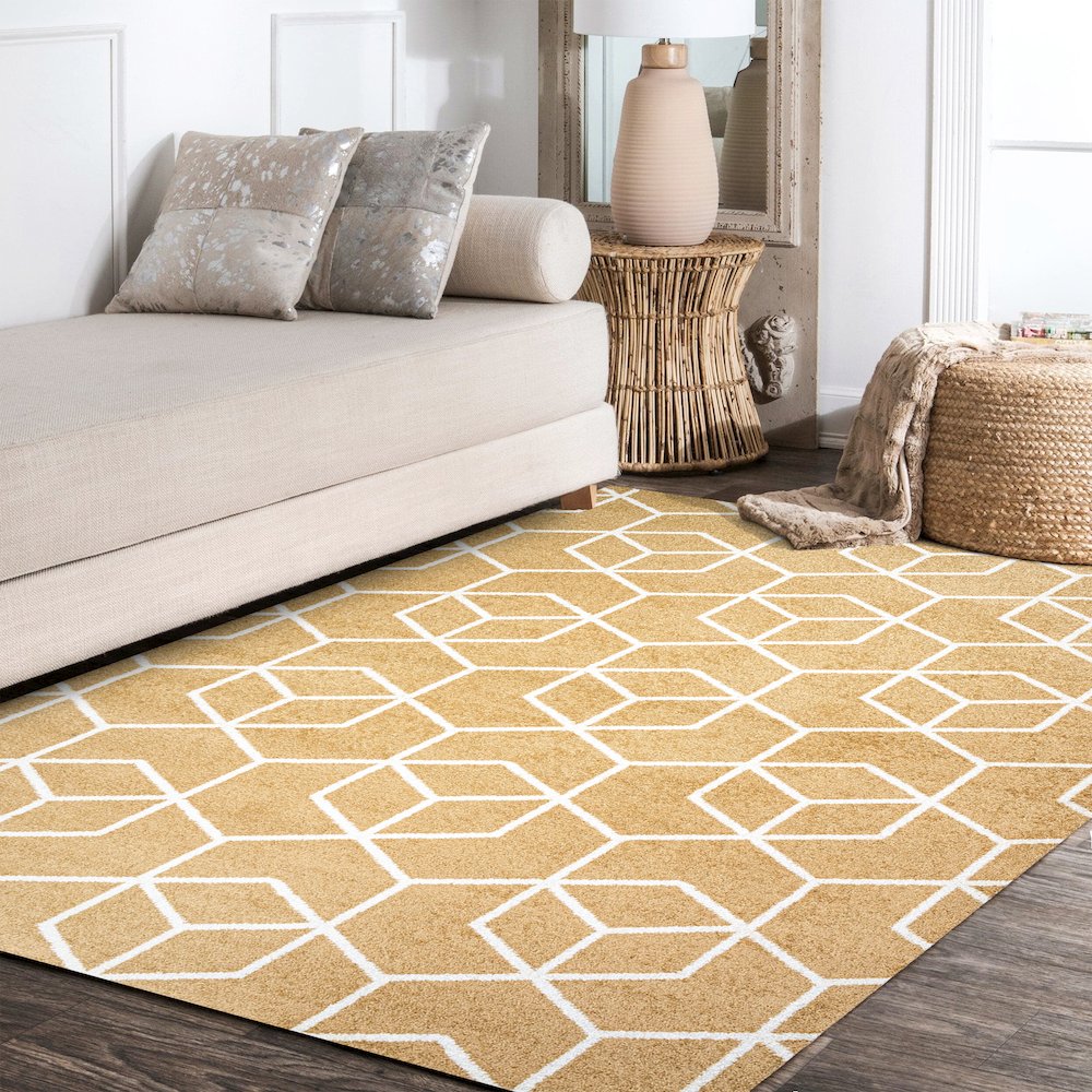 Tumbling Blocks Modern Geometric Area Rug. Picture 12