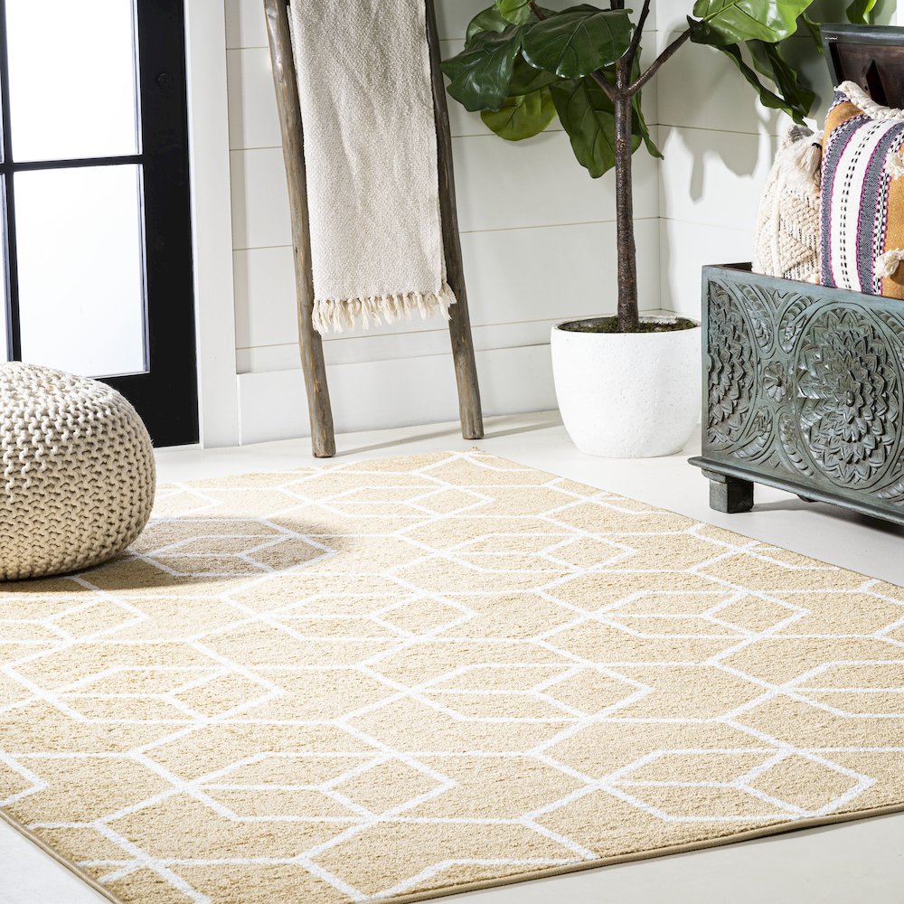 Tumbling Blocks Modern Geometric Area Rug. Picture 4
