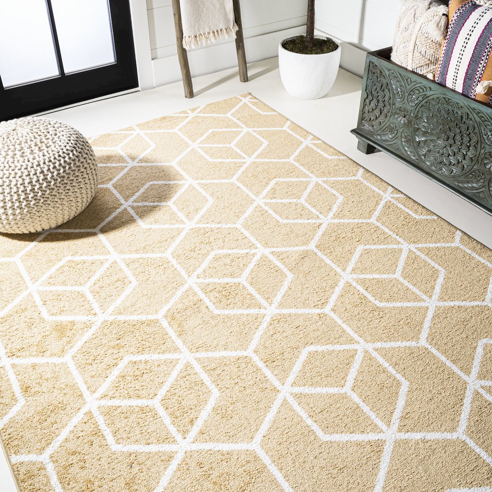 Tumbling Blocks Modern Geometric Area Rug. Picture 5