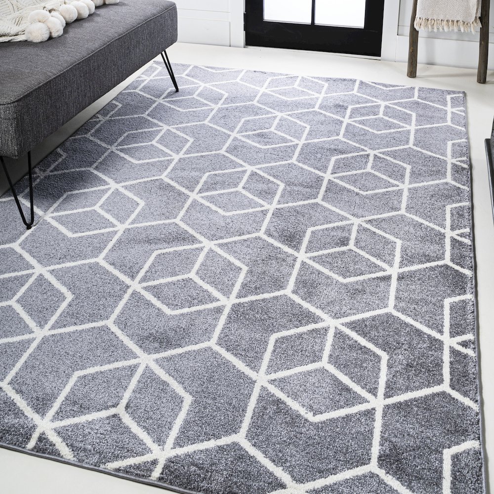 Tumbling Blocks Modern Geometric Area Rug. Picture 2