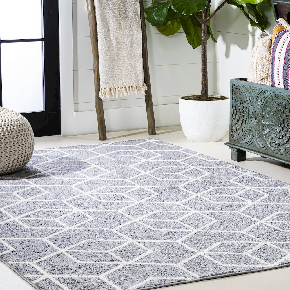 Tumbling Blocks Modern Geometric Area Rug. Picture 4