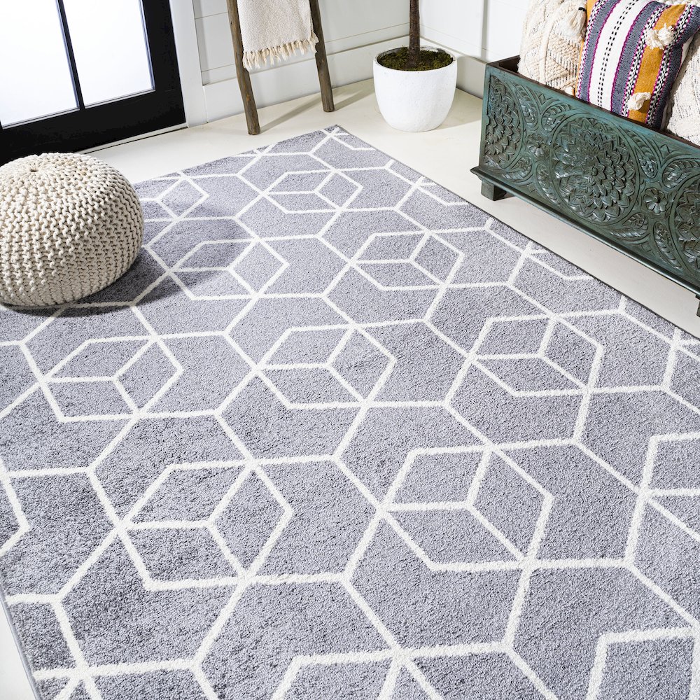 Tumbling Blocks Modern Geometric Area Rug. Picture 5