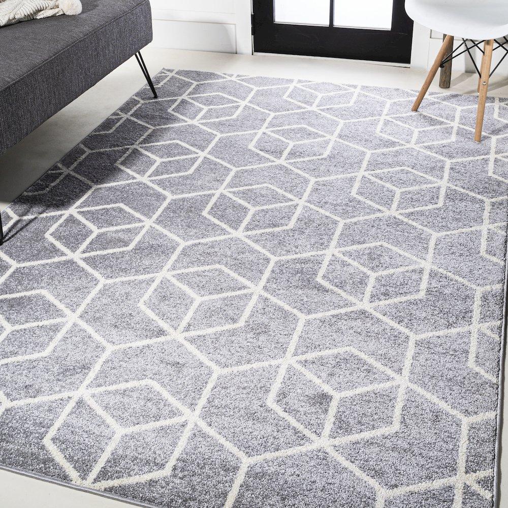 Tumbling Blocks Modern Geometric Area Rug. Picture 2