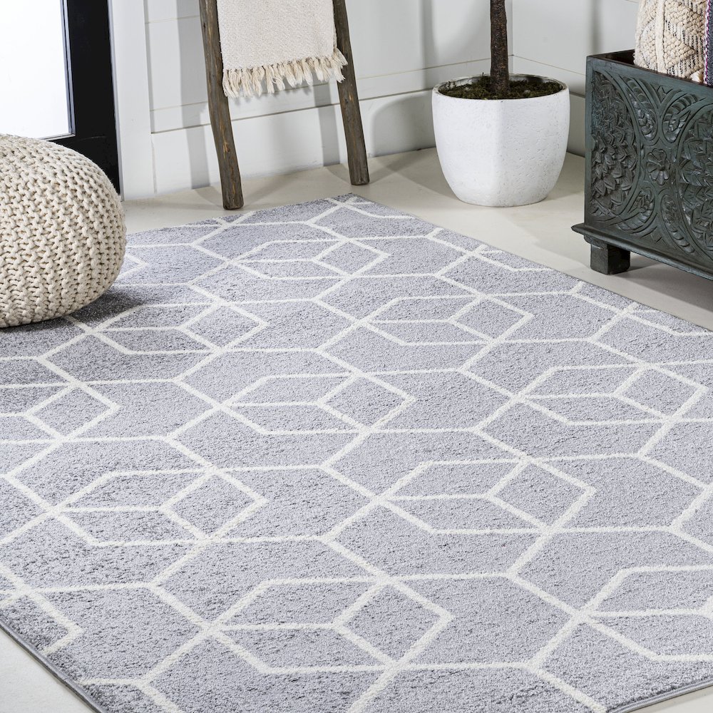 Tumbling Blocks Modern Geometric Area Rug. Picture 4