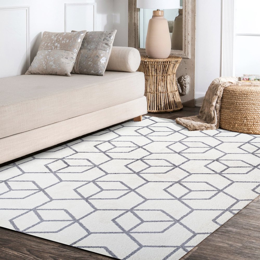 Tumbling Blocks Modern Geometric Area Rug. Picture 12