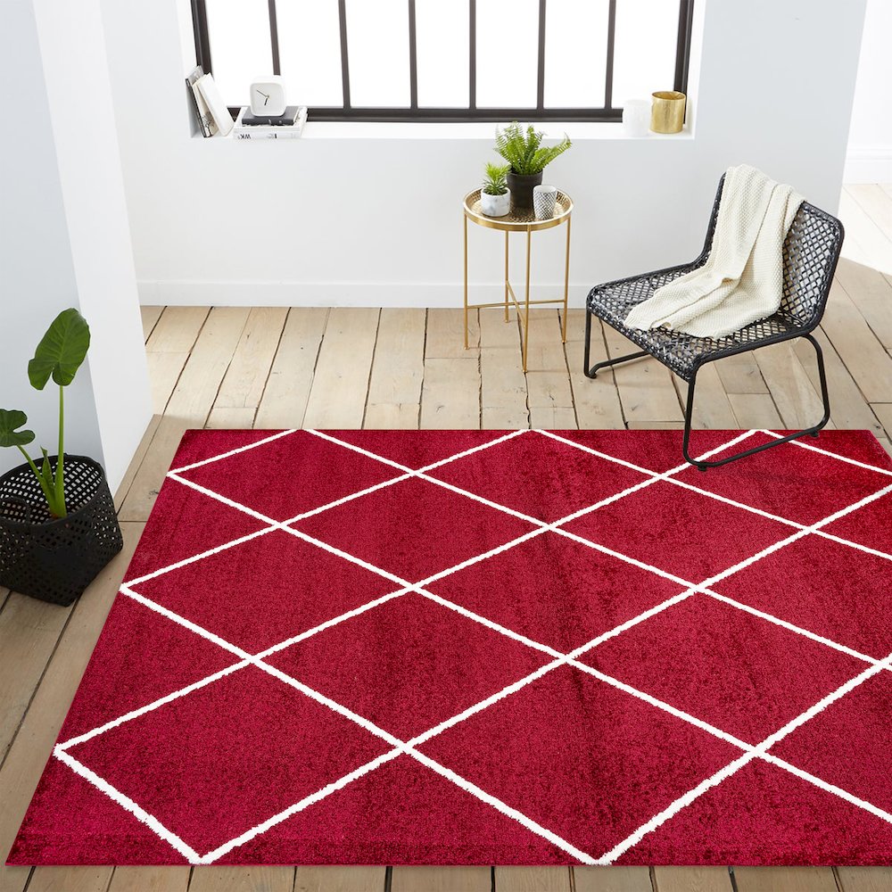 Cole Minimalist Diamond Trellis Area Rug. Picture 12