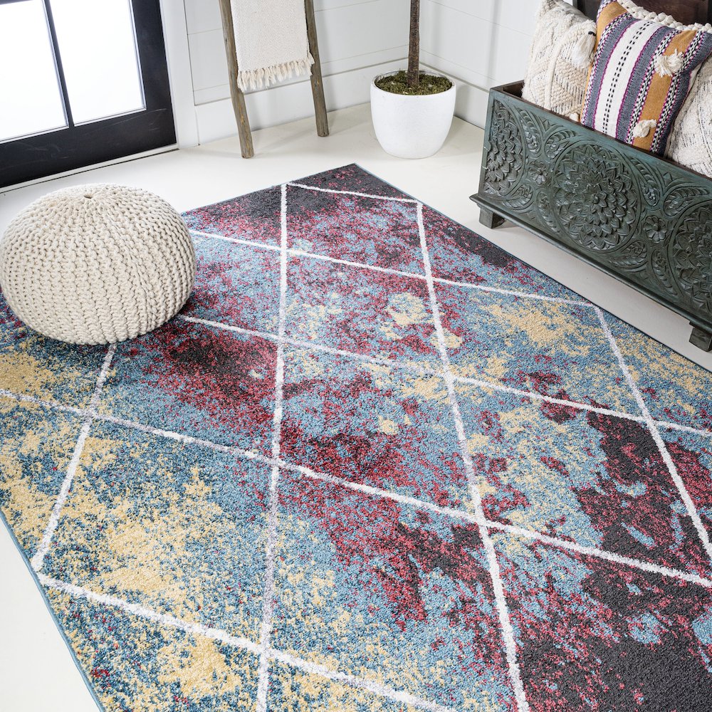 Cole Minimalist Diamond Trellis Area Rug. Picture 4