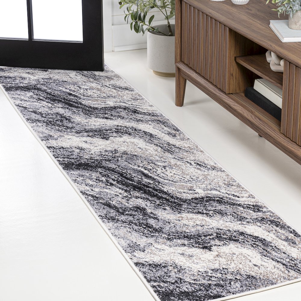 Kassia Contemporary Glam Abstract Marble Area Rug. Picture 7