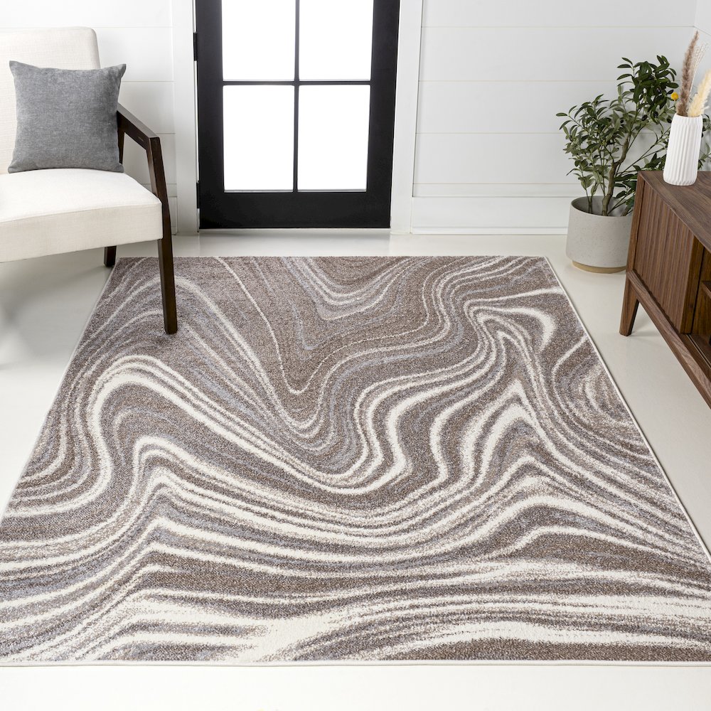 Eleni Contemporary Glam Abstract Marble Area Rug. Picture 8