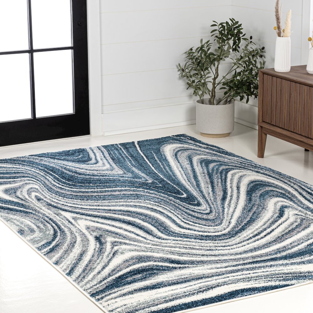 Eleni Contemporary Glam Abstract Marble Area Rug. Picture 9