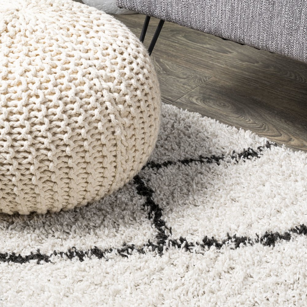 Inca Moroccan Diamond Shag Area Rug. Picture 7