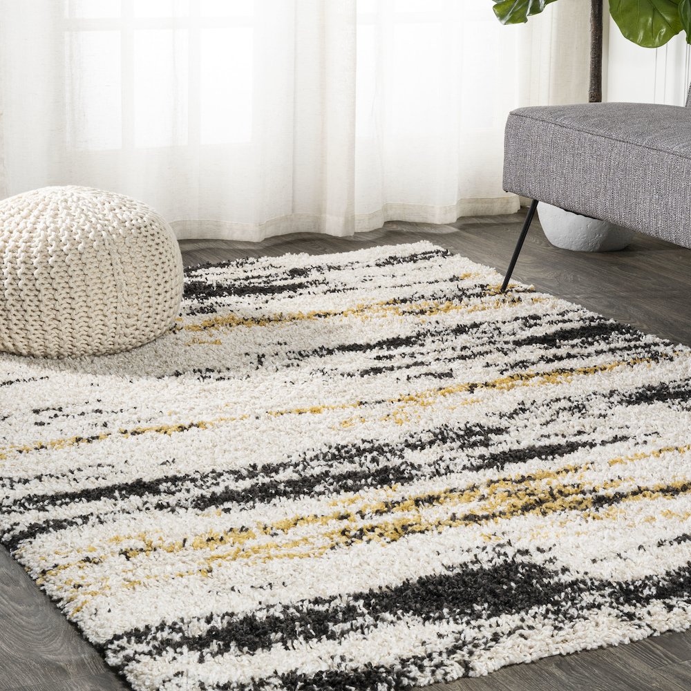 Nova Modern Bold Strie Shag Area Rug. Picture 2