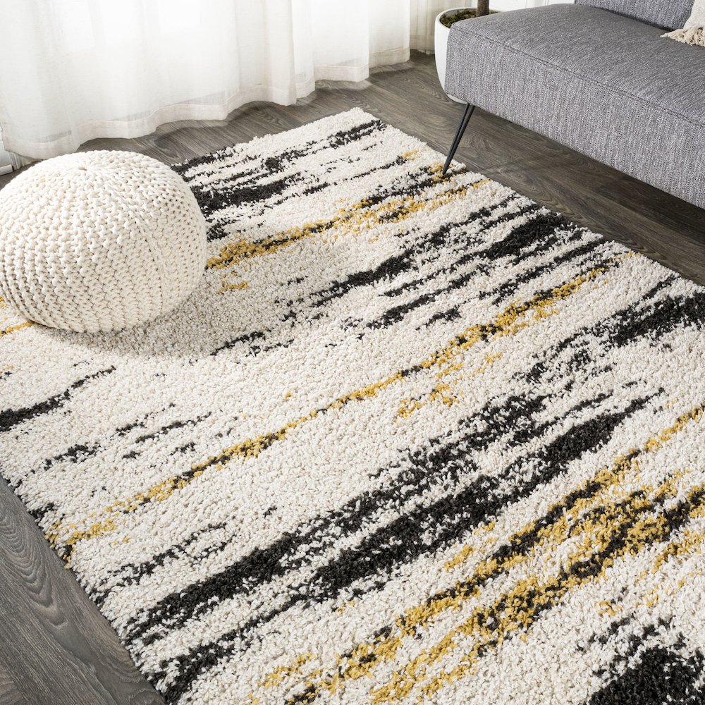 Nova Modern Bold Strie Shag Area Rug. Picture 4