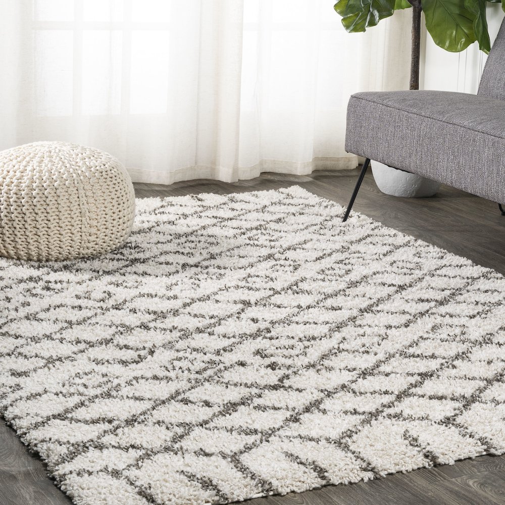 Algaida Moroccan Diamond Shag Area Rug. Picture 2