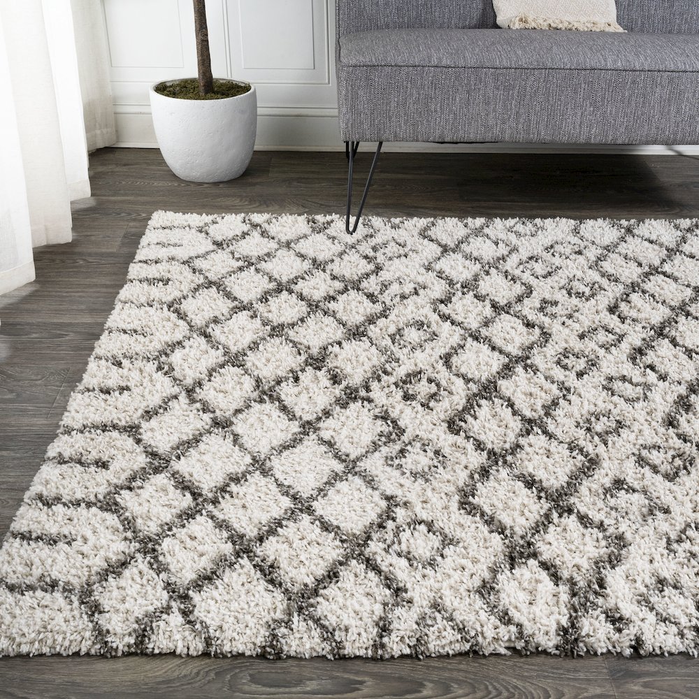 Algaida Moroccan Diamond Shag Area Rug. Picture 3