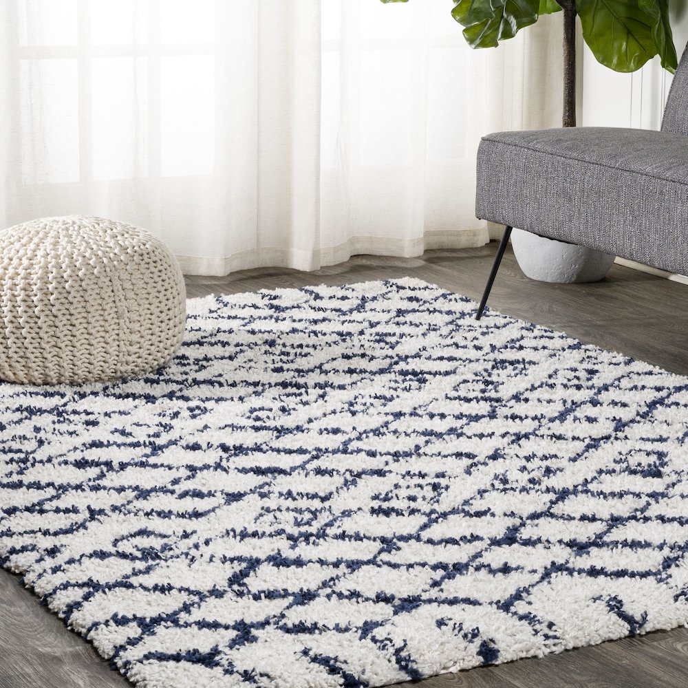 Algaida Moroccan Diamond Shag Area Rug. Picture 2