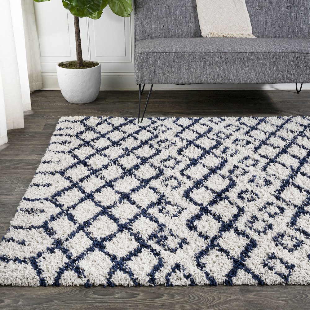 Algaida Moroccan Diamond Shag Area Rug. Picture 3