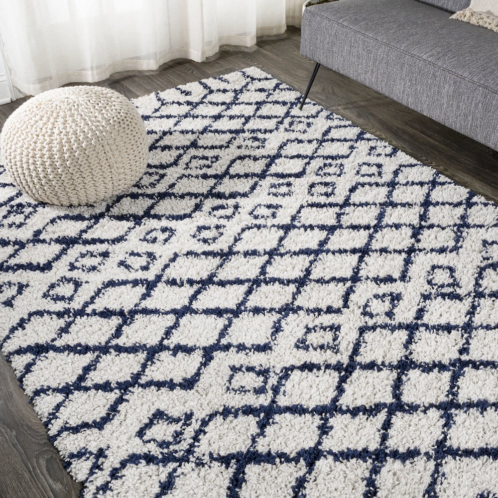 Algaida Moroccan Diamond Shag Area Rug. Picture 4