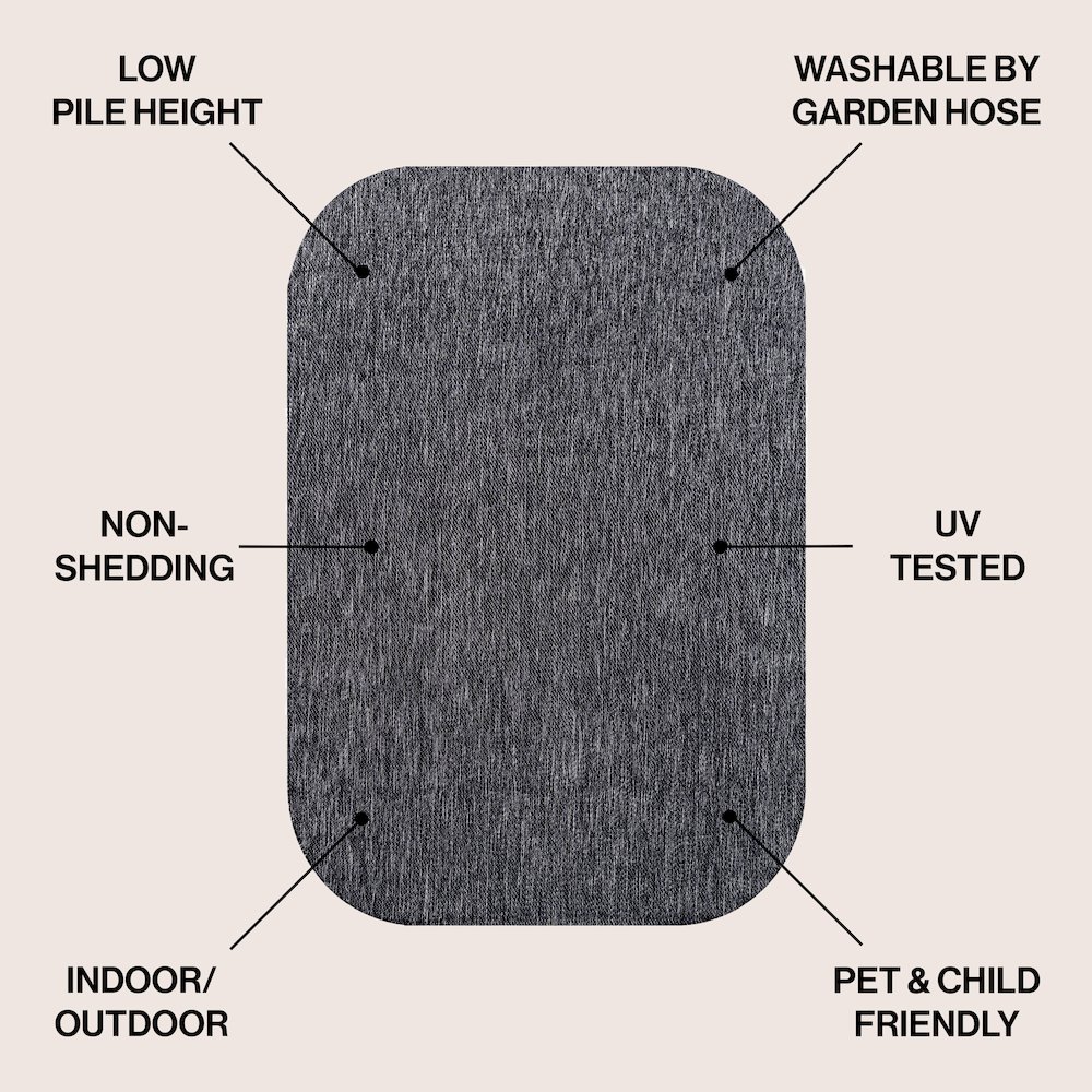 Miles Modern Minimalist Radius Corner Solid DarkIndoor/Outdoor Shaped  Rug. Picture 2