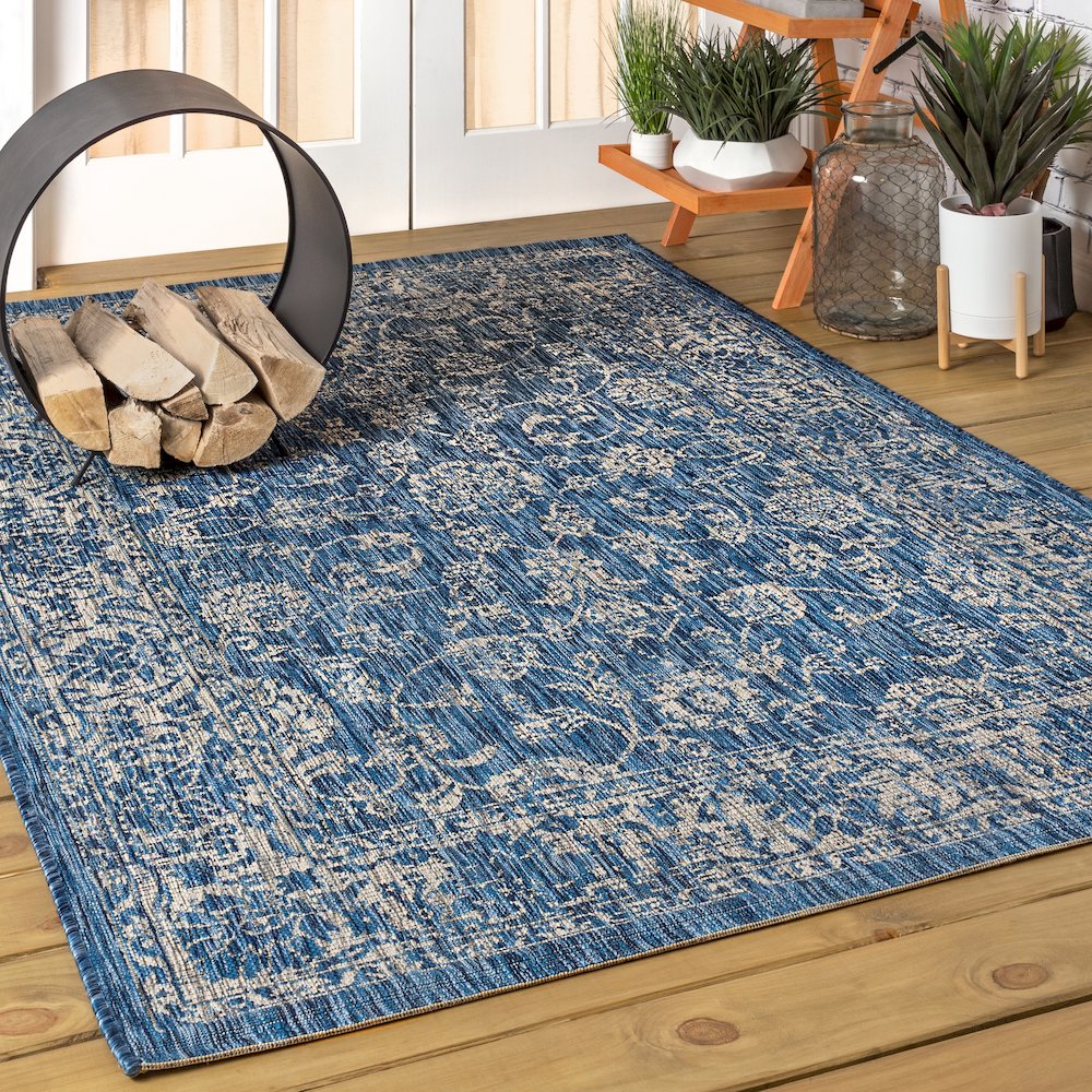 Tela Bohemian Textured Weave Floral Indoor/Outdoor Area Rug. Picture 2