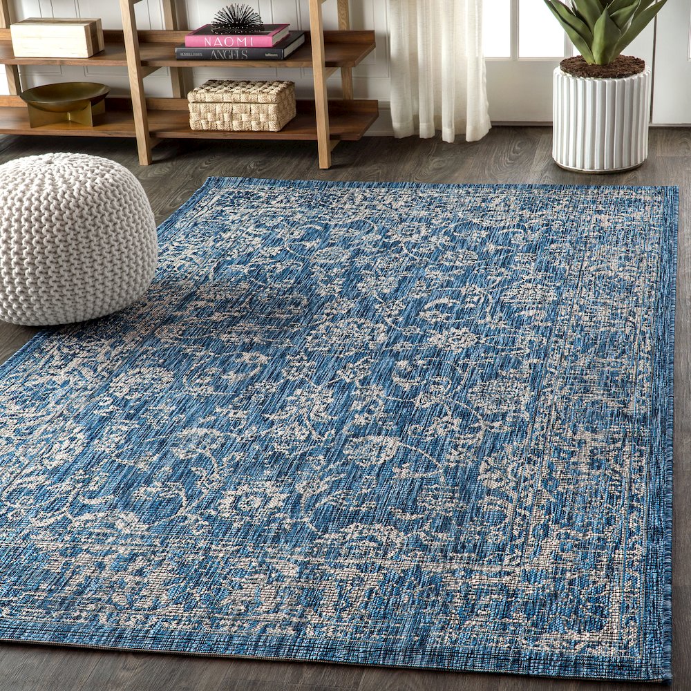 Tela Bohemian Textured Weave Floral Indoor/Outdoor Area Rug. Picture 3