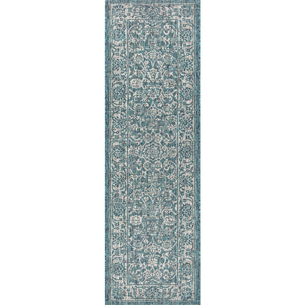 Tela Bohemian Textured Weave Floral Indoor/Outdoor Area Rug. Picture 1