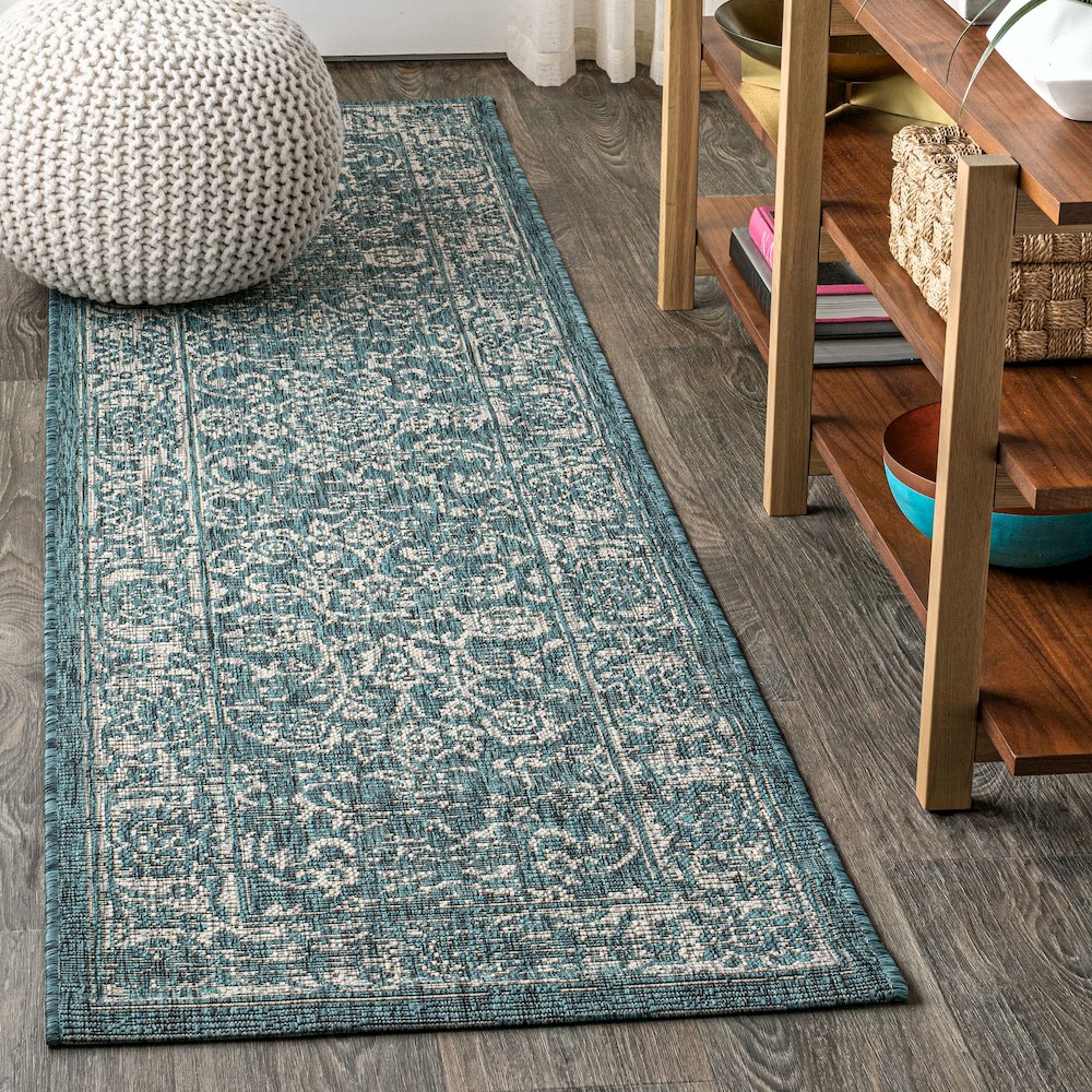 Tela Bohemian Textured Weave Floral Indoor/Outdoor Area Rug. Picture 2