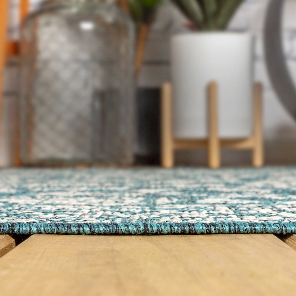 Tela Bohemian Textured Weave Floral Indoor/Outdoor Area Rug. Picture 9