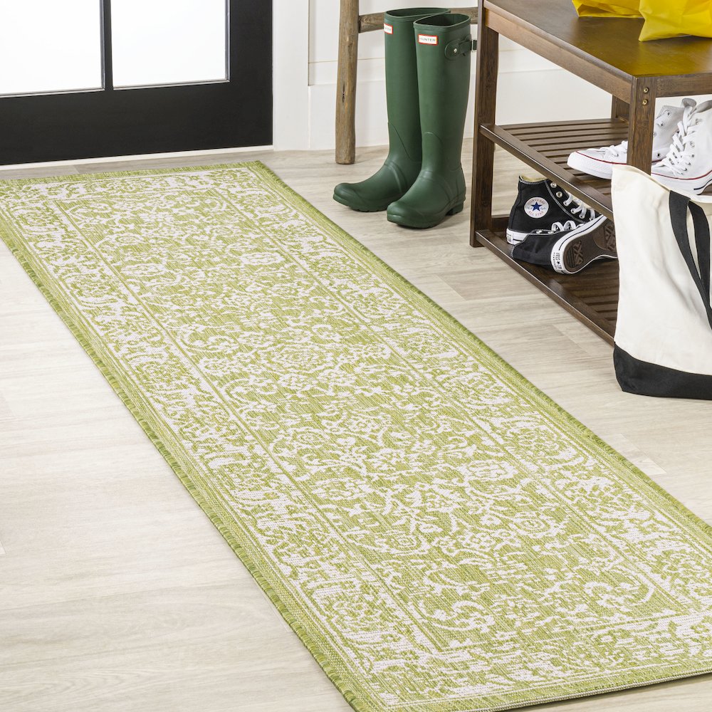 Tela Bohemian Textured Weave Floral Indoor/Outdoor Area Rug. Picture 2