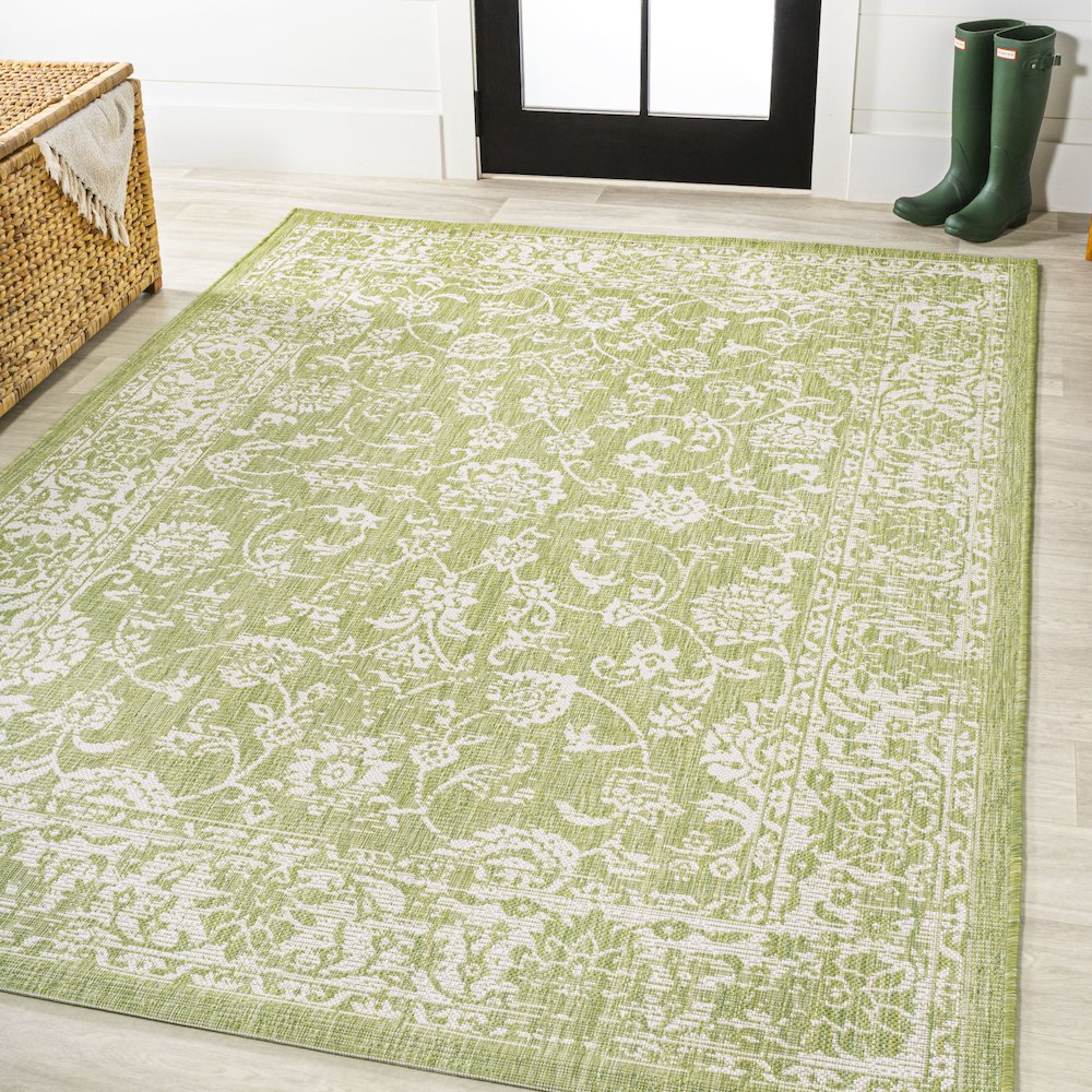 Tela Bohemian Textured Weave Floral Indoor/Outdoor Area Rug. Picture 2