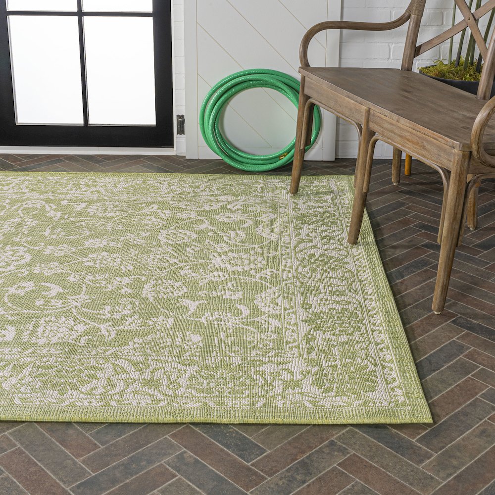 Tela Bohemian Textured Weave Floral Indoor/Outdoor Area Rug. Picture 7