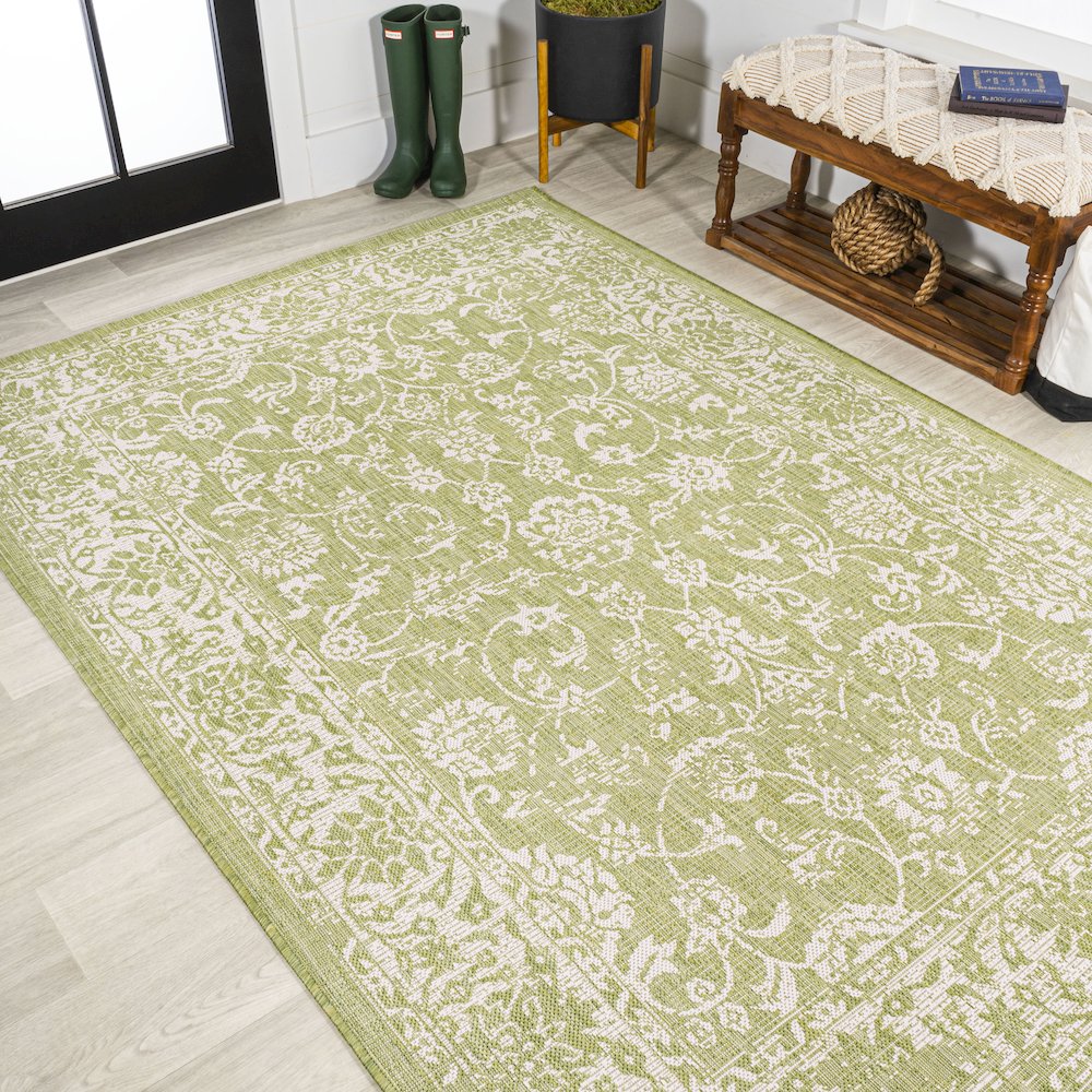 Tela Bohemian Textured Weave Floral Indoor/Outdoor Area Rug. Picture 4
