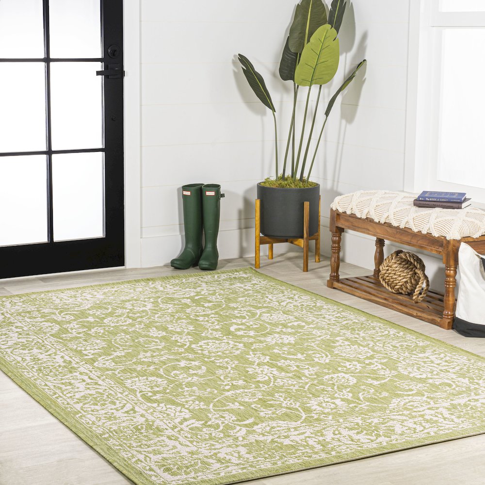 Tela Bohemian Textured Weave Floral Indoor/Outdoor Area Rug. Picture 5