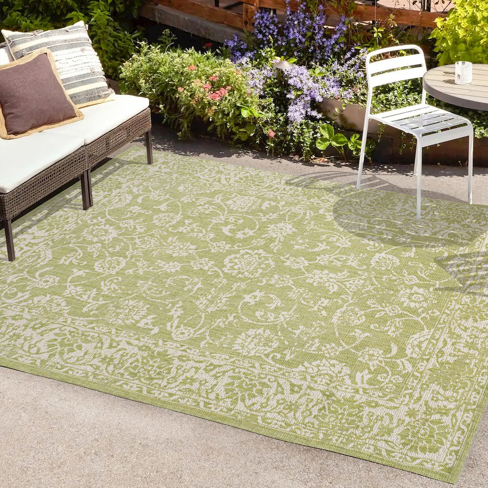 Tela Bohemian Textured Weave Floral Indoor/Outdoor Area Rug. Picture 6