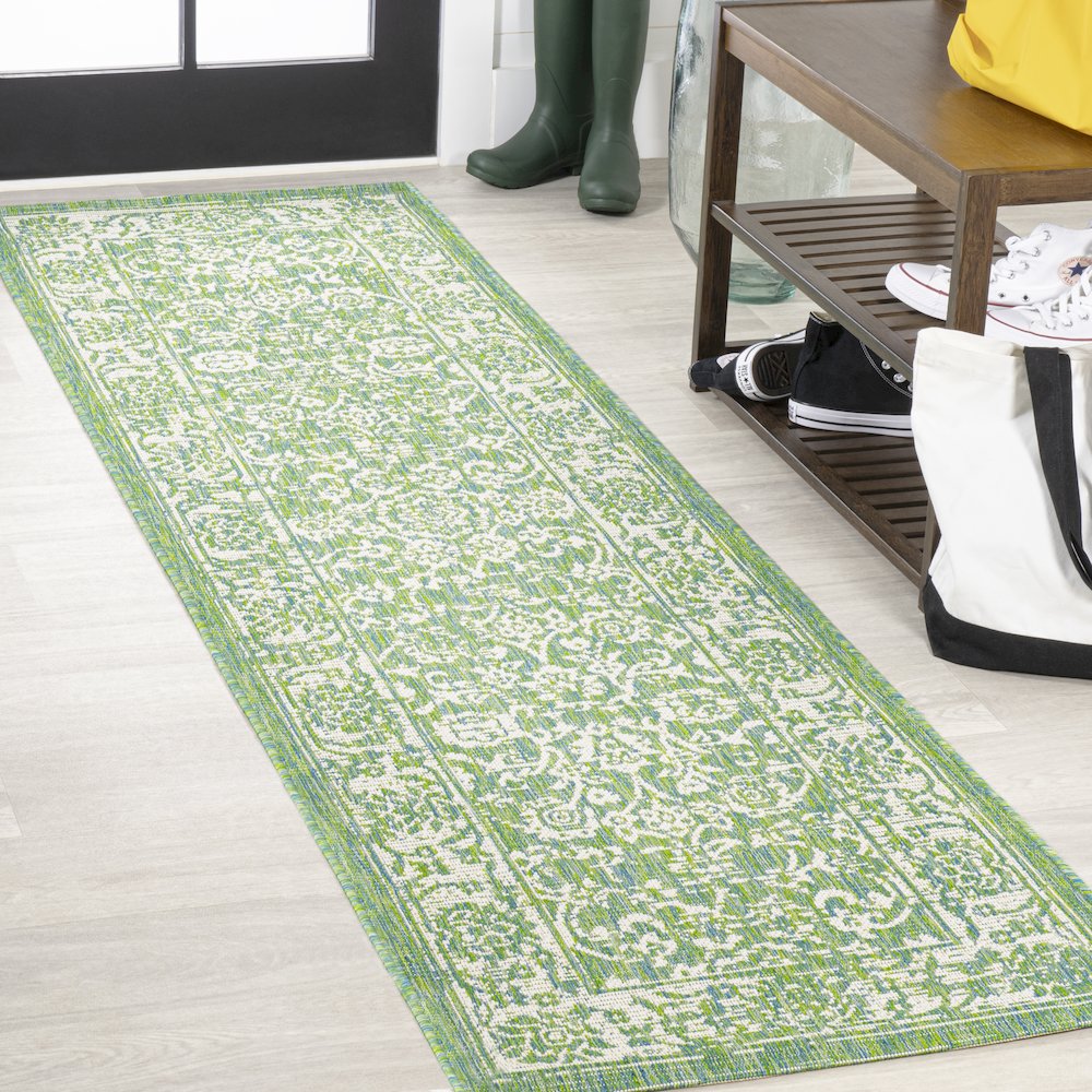 Tela Bohemian Textured Weave Floral Indoor/Outdoor Area Rug. Picture 2