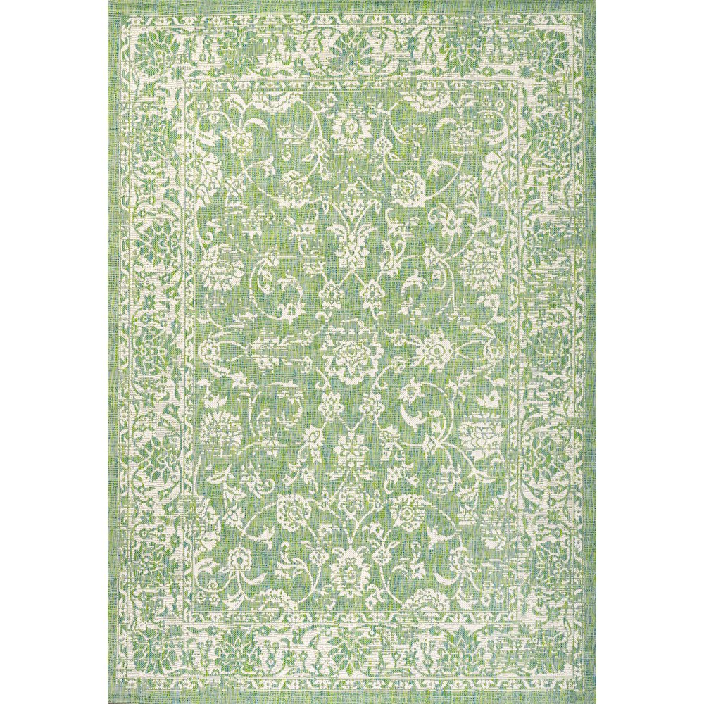 Tela Bohemian Textured Weave Floral Indoor/Outdoor Area Rug. Picture 1