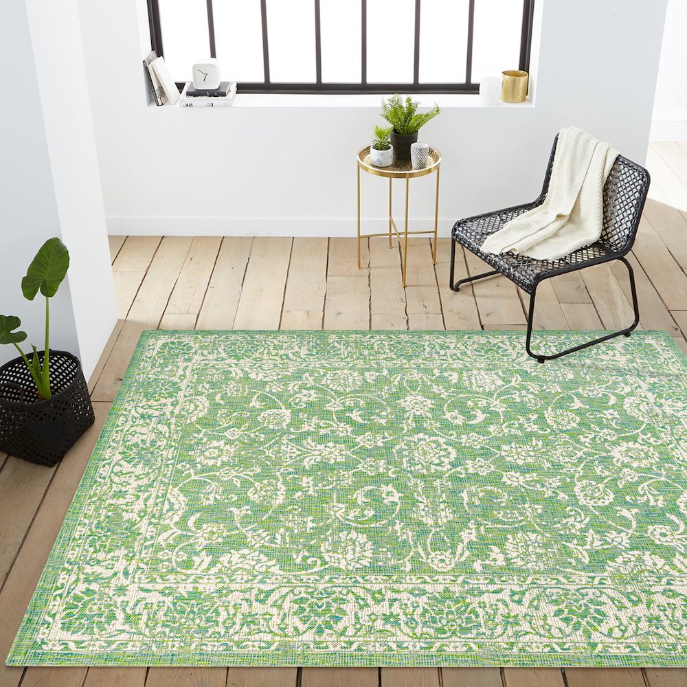 Tela Bohemian Textured Weave Floral Indoor/Outdoor Area Rug. Picture 14