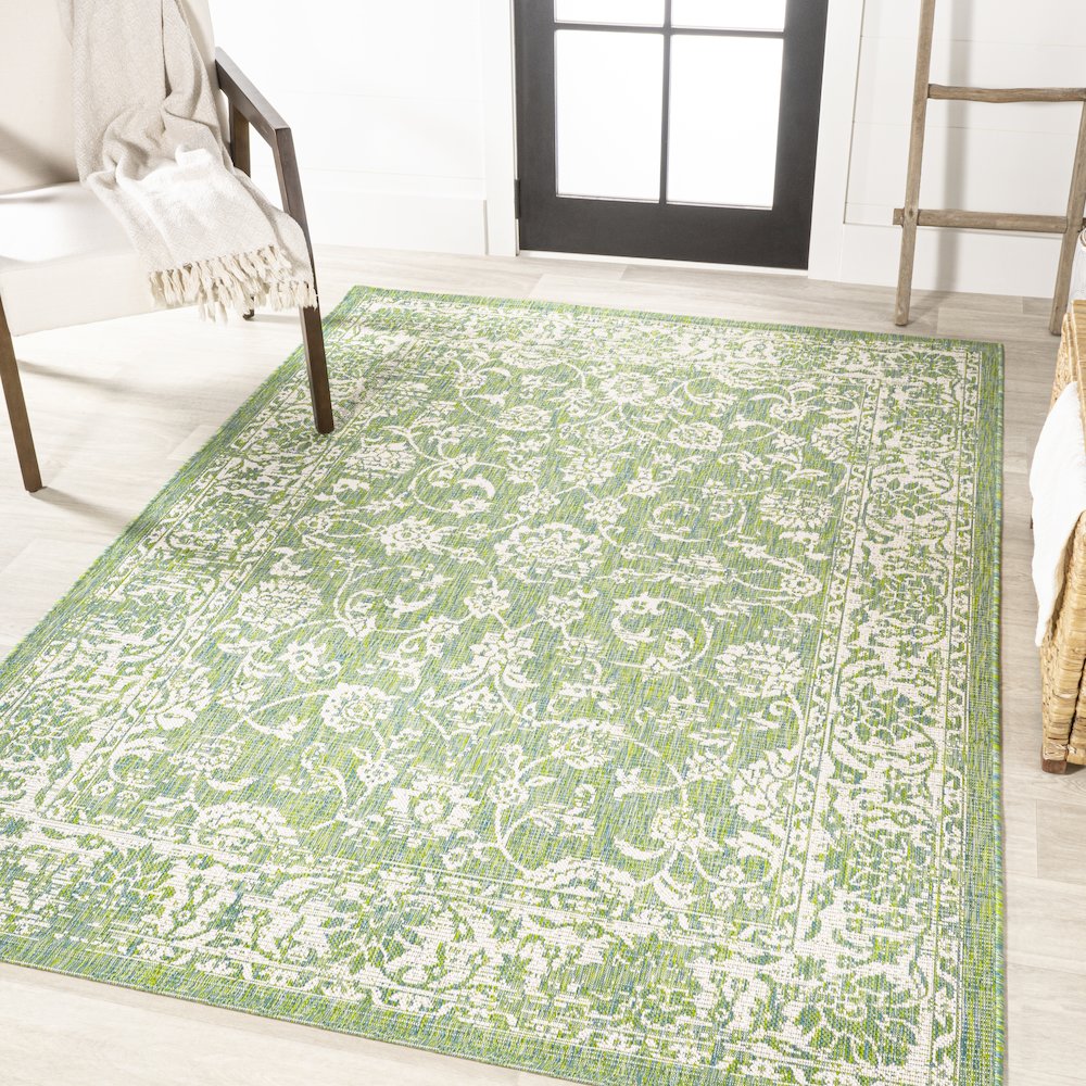 Tela Bohemian Textured Weave Floral Indoor/Outdoor Area Rug. Picture 2