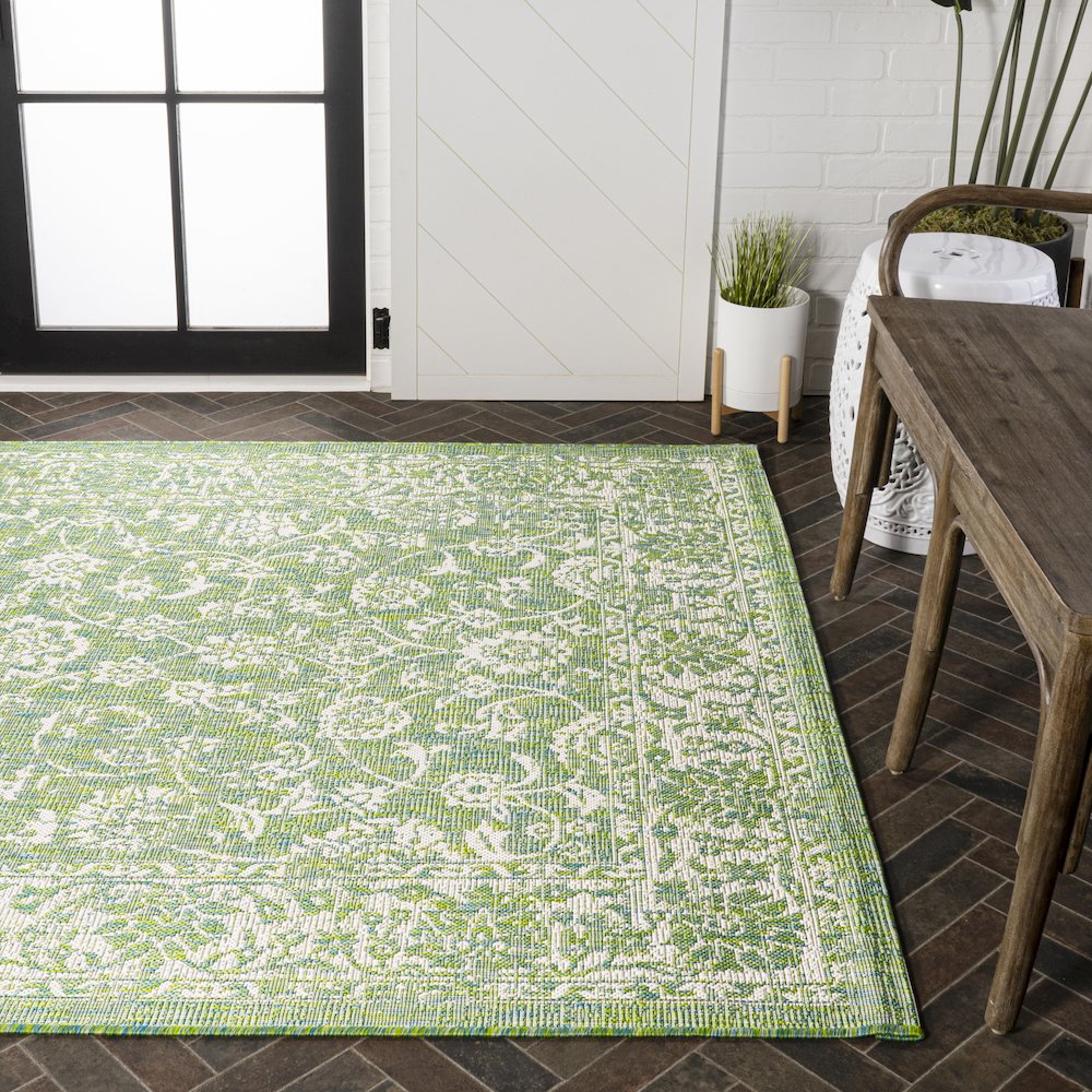 Tela Bohemian Textured Weave Floral Indoor/Outdoor Area Rug. Picture 7