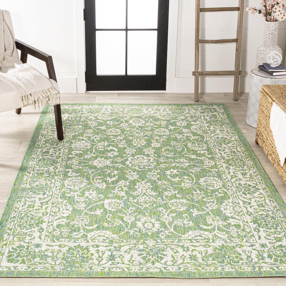 Tela Bohemian Textured Weave Floral Indoor/Outdoor Area Rug. Picture 4