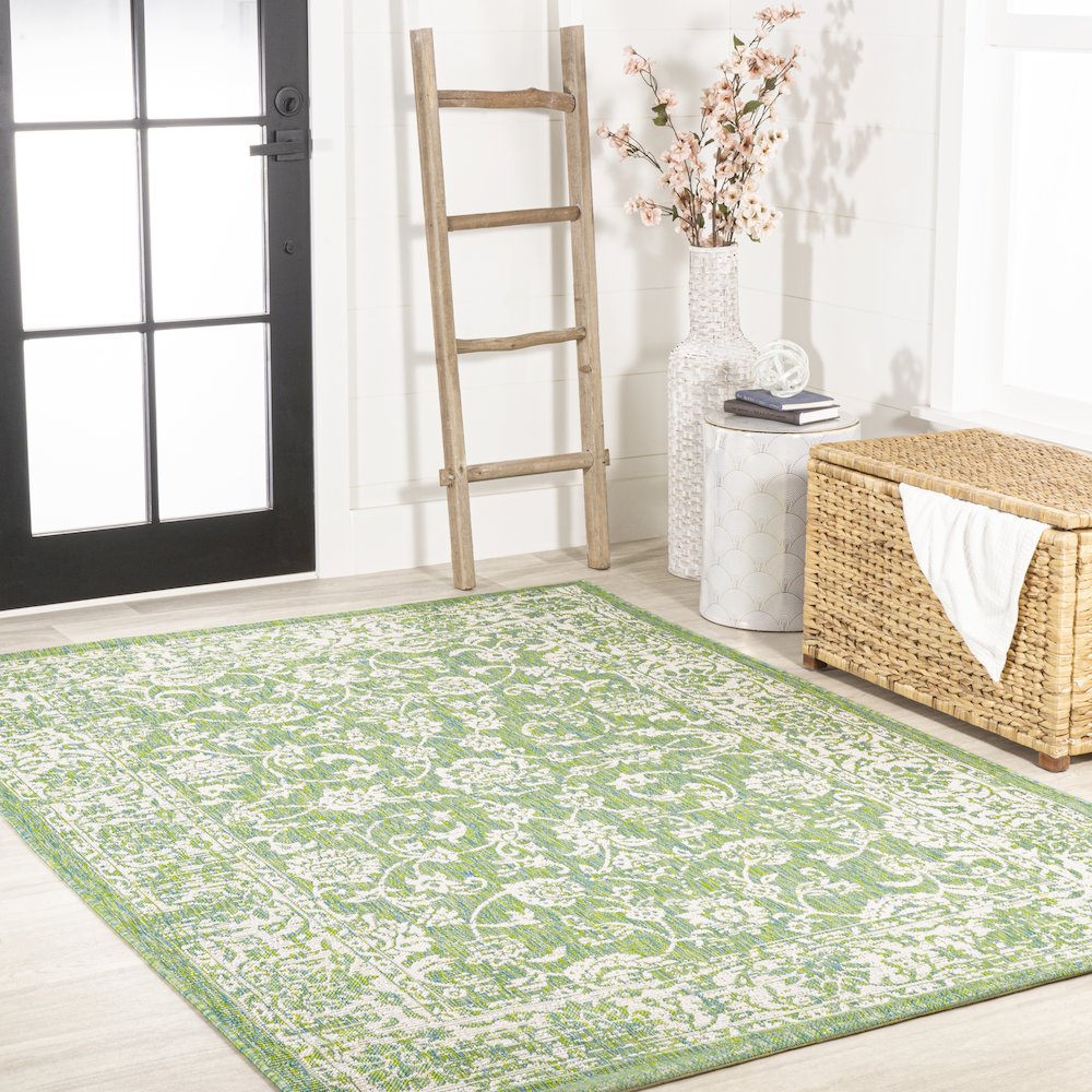 Tela Bohemian Textured Weave Floral Indoor/Outdoor Area Rug. Picture 5