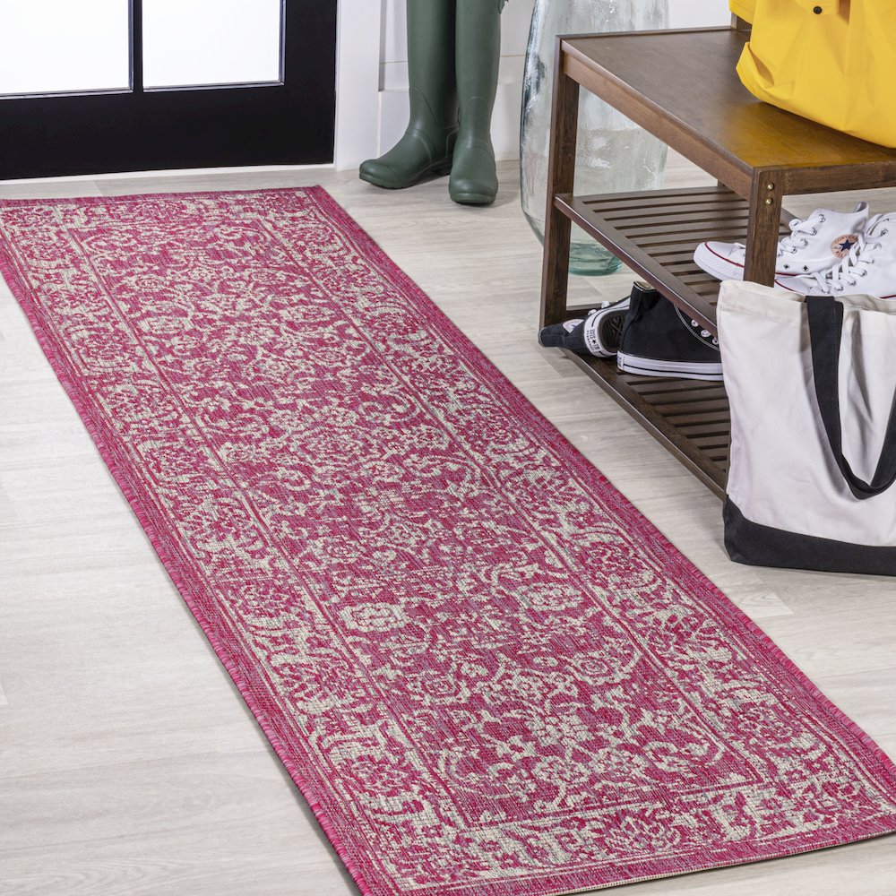 Tela Bohemian Textured Weave Floral Indoor/Outdoor Area Rug. Picture 2