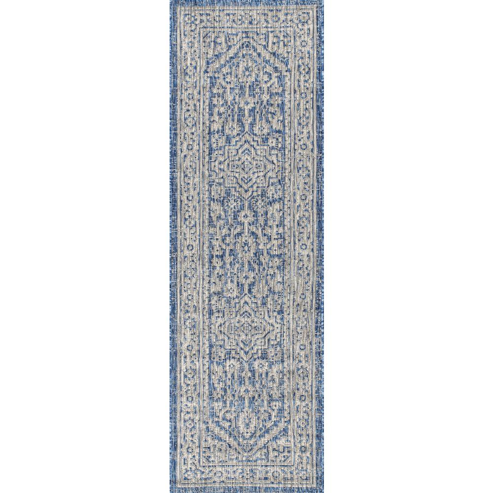 Sinjuri Medallion Textured Weave Indoor/Outdoor Area Rug. Picture 2