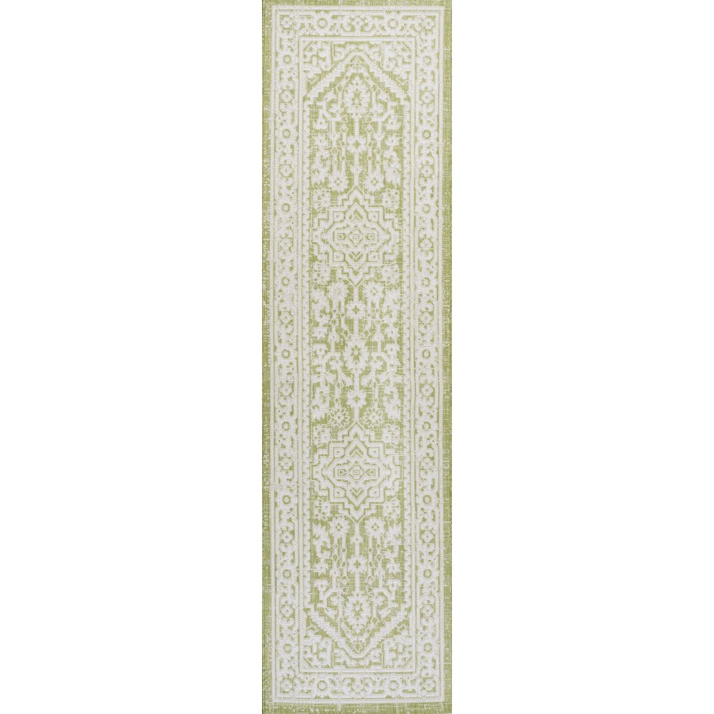 Sinjuri Medallion Textured Weave Indoor/Outdoor Area Rug. Picture 1